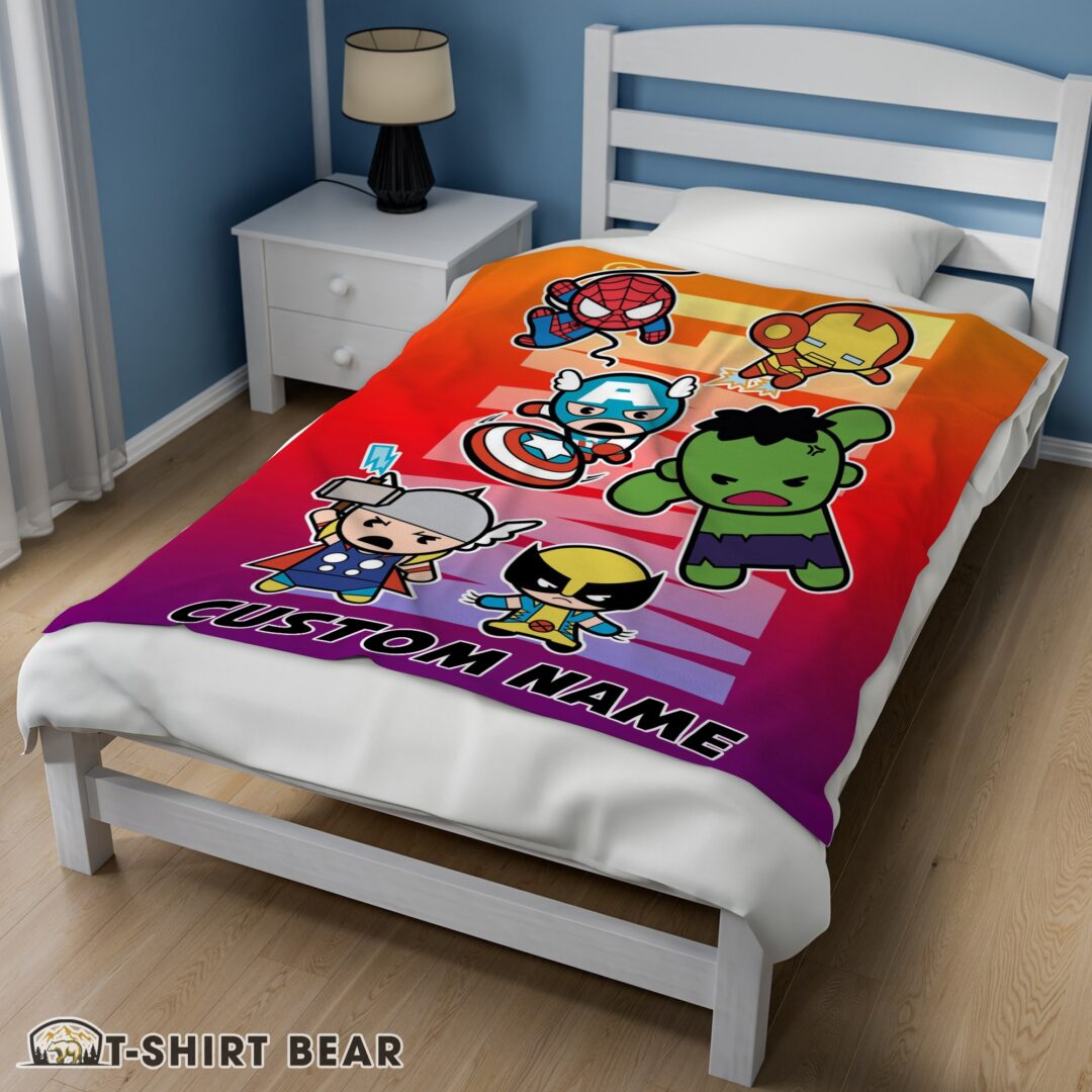 Cute Marvel SuperHero Avengers Skull Friends Birthday Cute Blanket Fleece Customized Blanket-mk-02