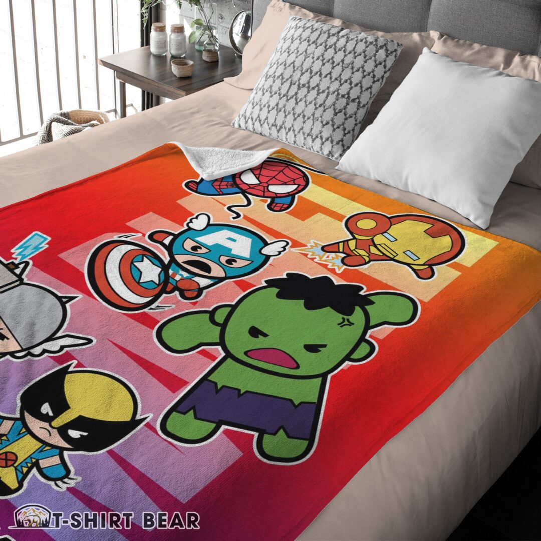 Cute Marvel SuperHero Avengers Skull Friends Birthday Cute Blanket Fleece Customized Blanket-mk-03