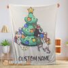 Cute Mice & Penguin Cartoon Christmas Tree Blanket Customized Blanket