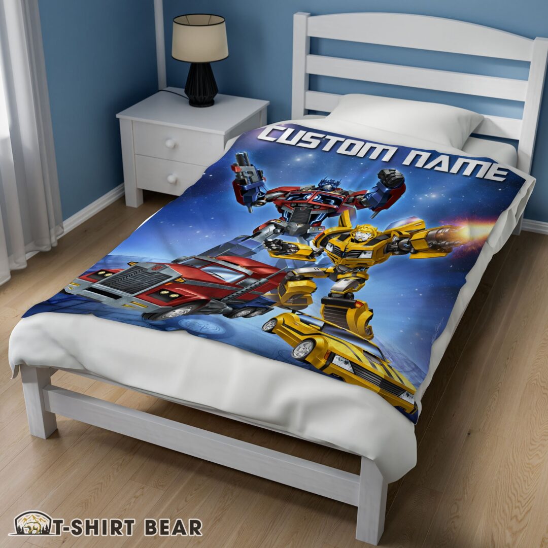 Cute Optimus Prime And Bumblebee Transformers Movie Blanket Customize Blanket