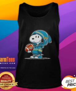 Cute Peanuts Snoopy wearing a Jacksonville Jaguars hoodie and smiling at fans on a tank top design.