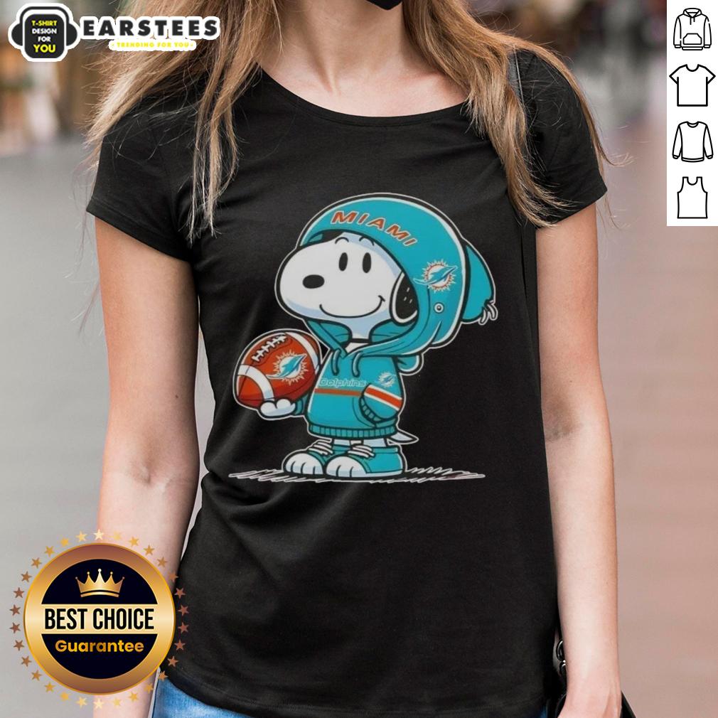 cute-peanuts-snoopy-wearing-hoodie-miami-dolphins-and-smilling-at-fans-ladies-tee Cute Peanuts Snoopy wearing a Miami Dolphins hoodie, smiling at fans on a ladies tee design.