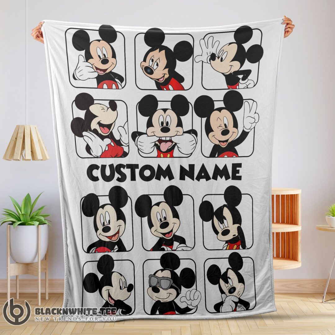 Cute Perfect Disney Mickey And Friends Mickey Mouse Moods Blanket Customize Blanket-mk-01 (1)