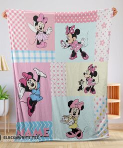 Cute Perfect Disney Minnie Mouse Patchwork Pattern Blanket Fleece Customized Blanket
