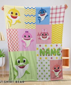 Cute Personalized Colorful Baby Shark Blanket Fleece Customized Blanket