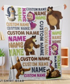 Cute Personalized Masha And The Bear Blanket Fleece Customized Blanket