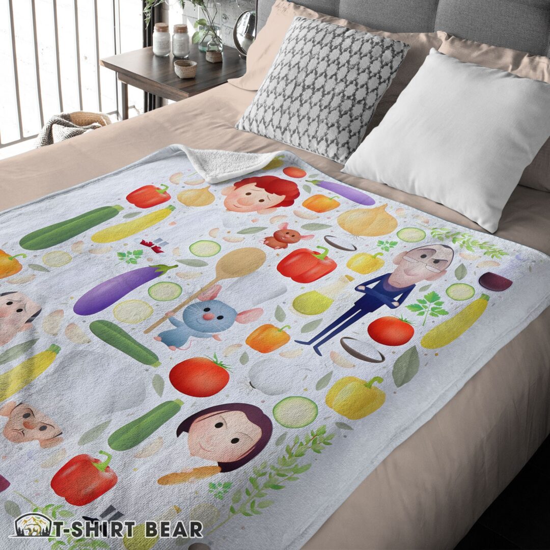 Cute Pixar Ratatouille Chief Cute Chibi Character Vegetable Blanket Fleece Customized Blanket-mk-03