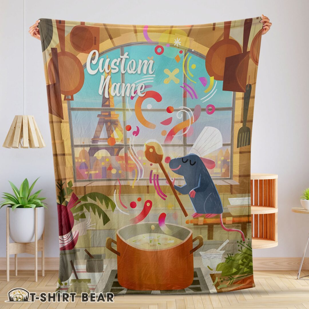 Cute Pixar Ratatouille Warm & Soft Remy Chief Blanket Fleece Customized Blanket