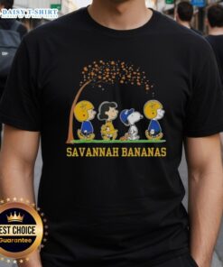 Alt Text: Cute Snoopy and Friends T-shirt featuring 'It's The Most Wonderful Time Of The Year' for Savannah Bananas fans.