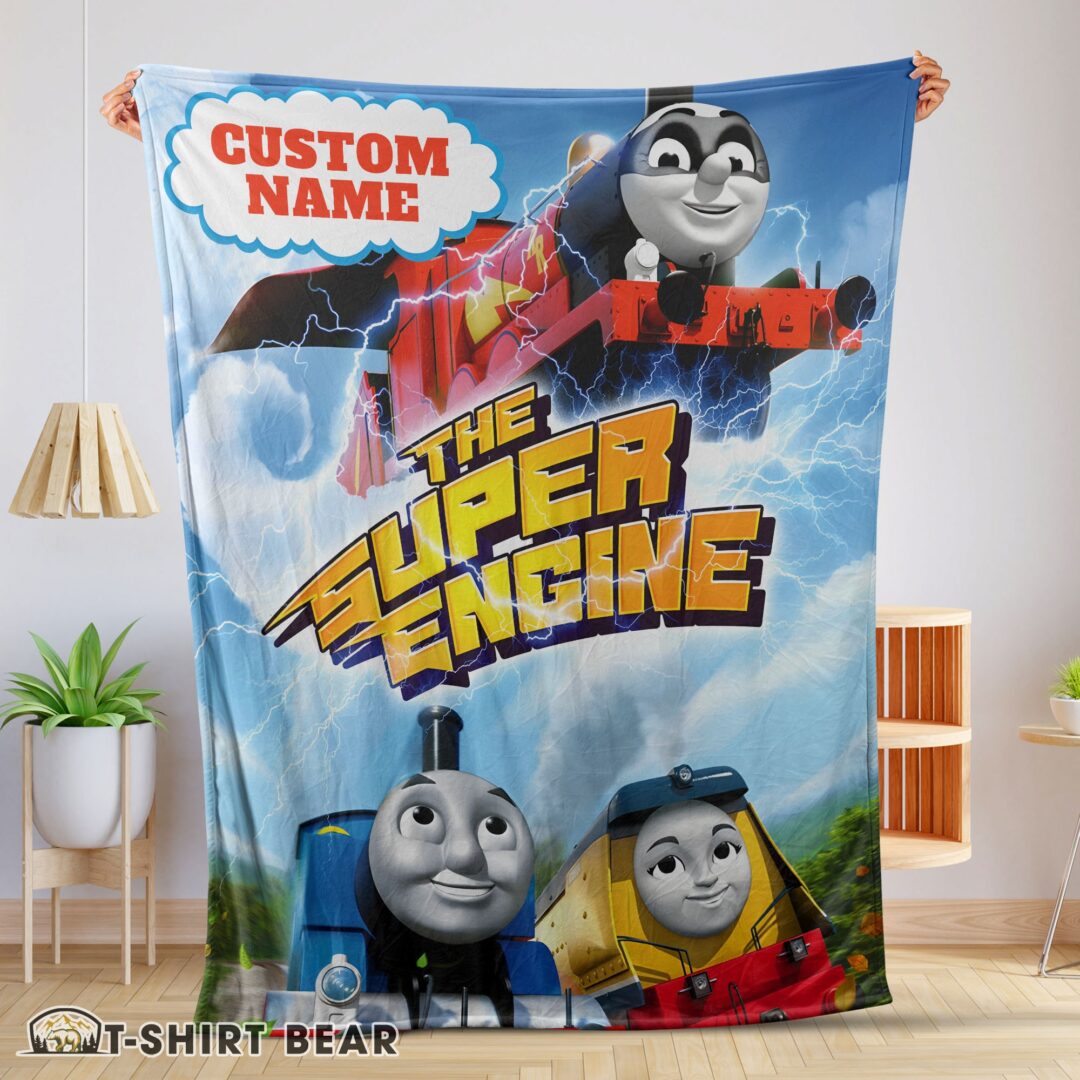 Cute Thomas & Friends The Super Engine Poster Blanket Fleece Customized Blanket