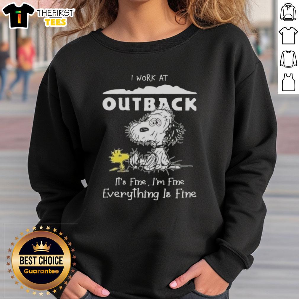 cute-tired-snoopy-and-woodstock-i-work-at-outback-steakhouse-its-fine-im-fine-everything-is-fine-sweatshirt Cute Snoopy and Woodstock on 'I Work At Outback Steakhouse' sweatshirt, showcasing a relaxed, tired vibe.