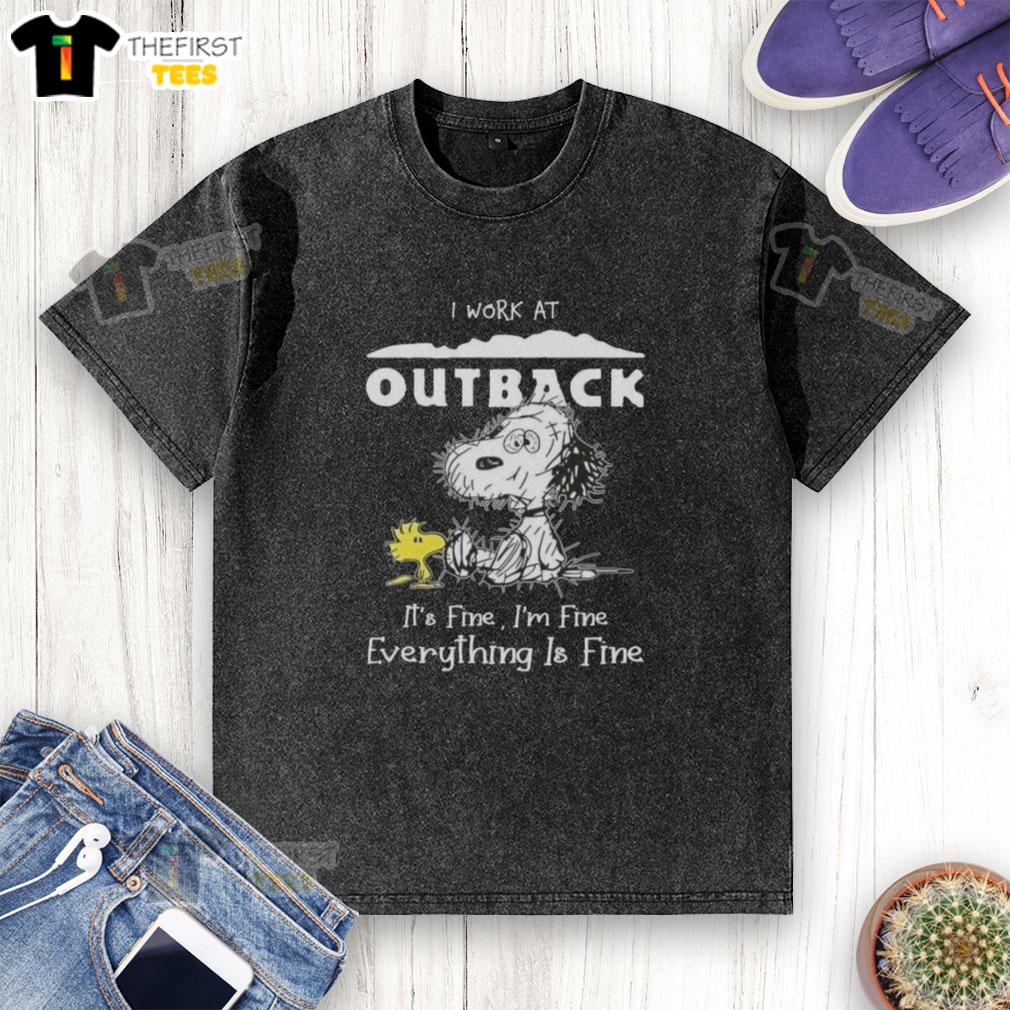 cute-tired-snoopy-and-woodstock-i-work-at-outback-steakhouse-its-fine-im-fine-everything-is-fine-washed-t-shirt Alt Text: Cute tired Snoopy and Woodstock on a washed t-shirt, featuring I work at Outback Steakhouse, it's fine, I'm fine.