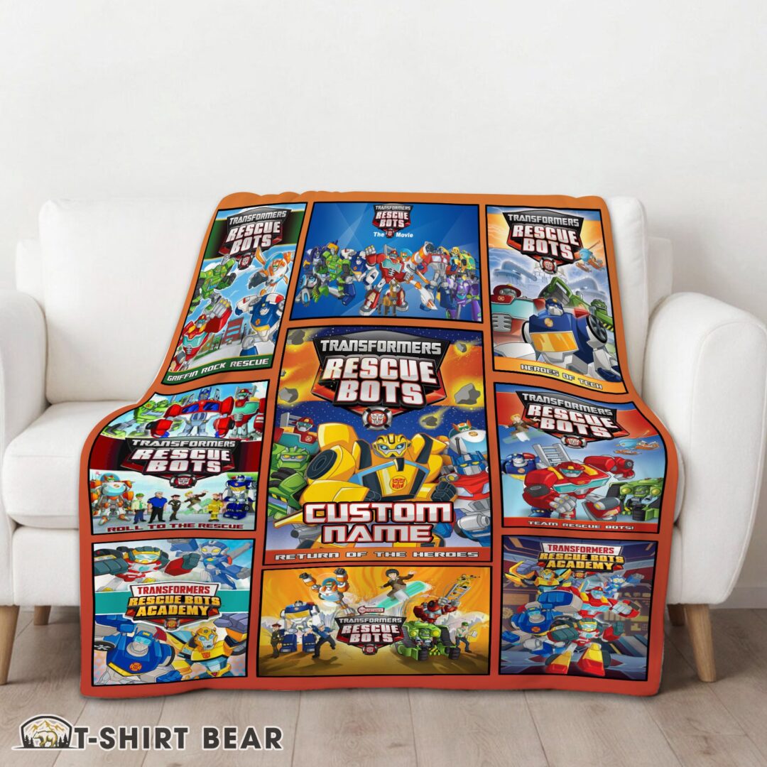 Cute Transformer Rescue Bots Collage Poster Blanket Fleece Customized Blanket