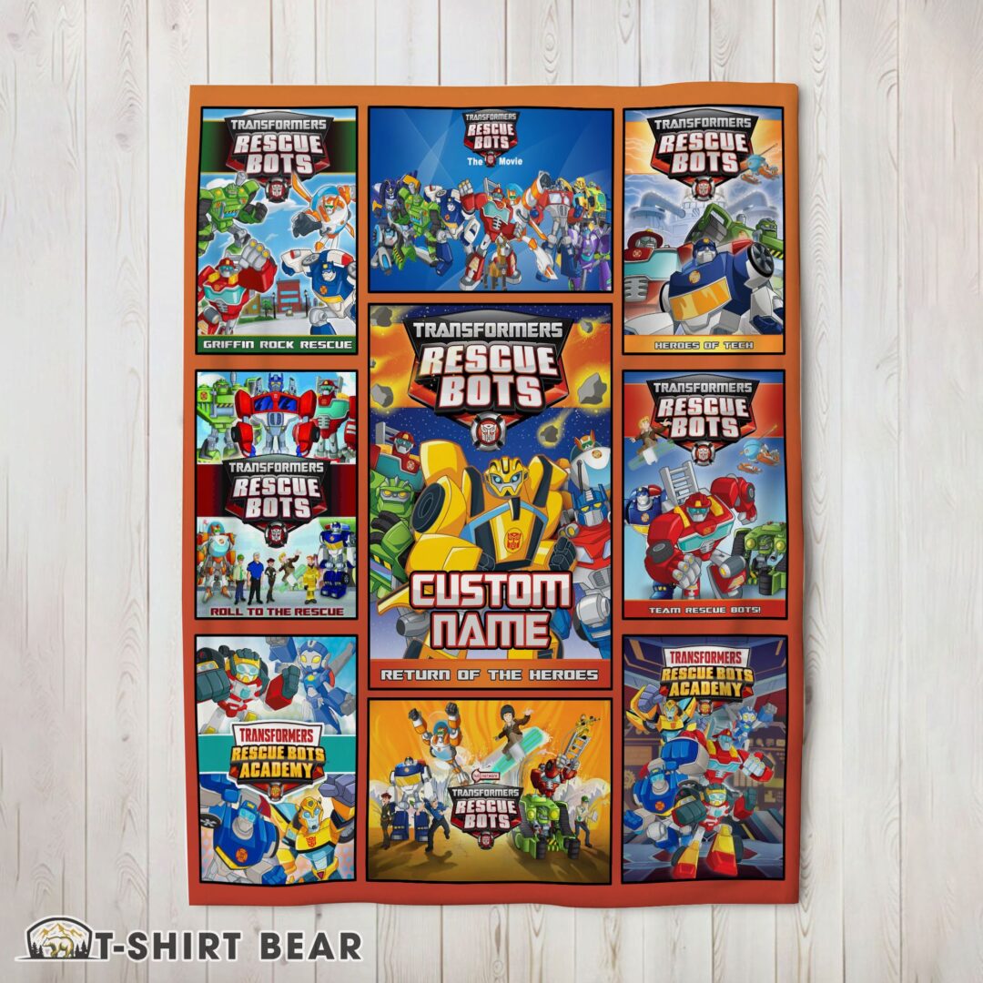 Cute Transformer Rescue Bots Collage Poster Blanket Fleece Customized Blanket