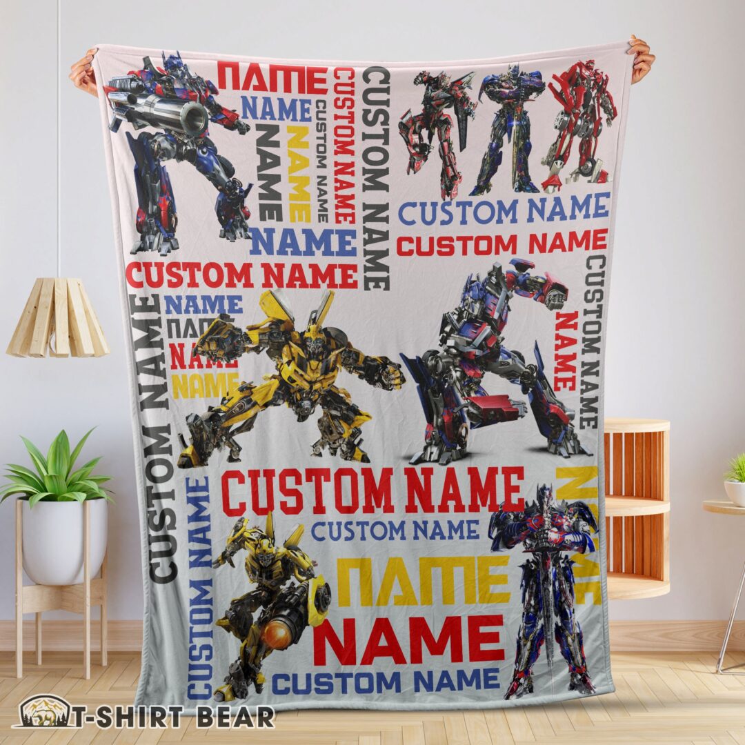 Cute Transformers Optimus Prime & Bumblebee Blanket Fleece Customized Blanket