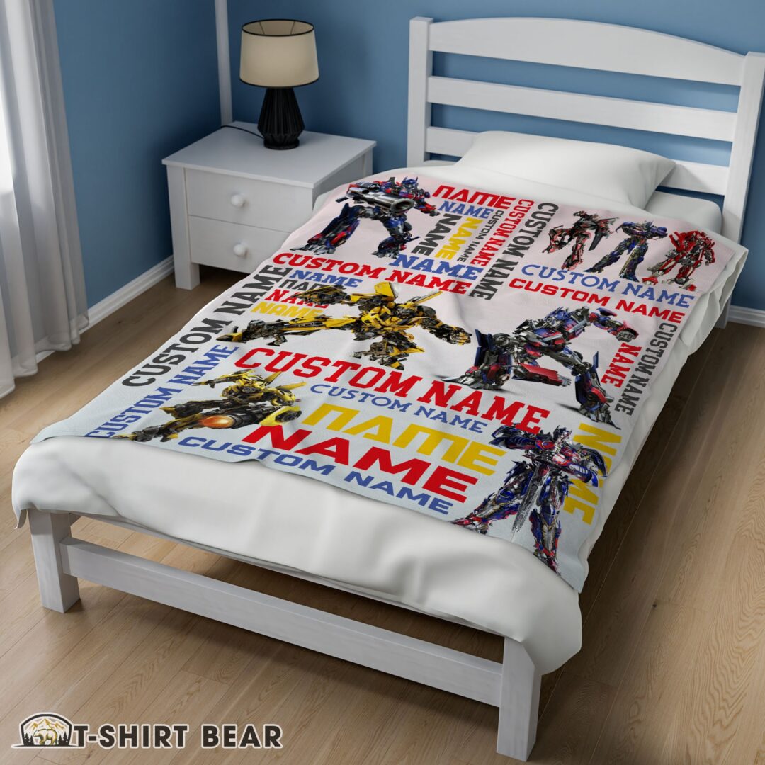 Cute Transformers Optimus Prime & Bumblebee Blanket Fleece Customized Blanket