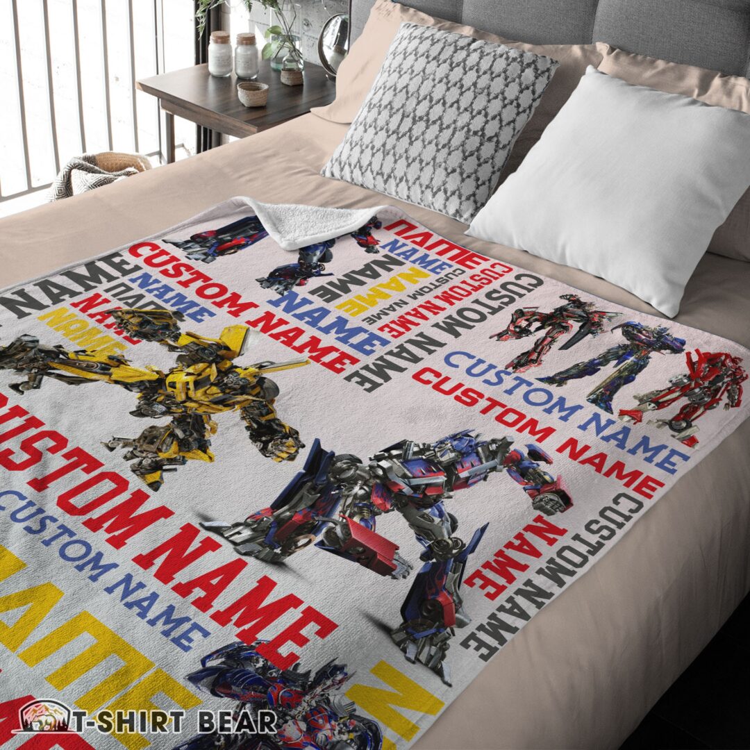 Cute Transformers Optimus Prime & Bumblebee Blanket Fleece Customized Blanket