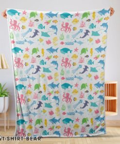 Cute Under The Sea Pattern Blanket Fleece Customized Blanket