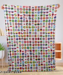 Cute World Flags International Flags Collage Blanket Fleece Blanket