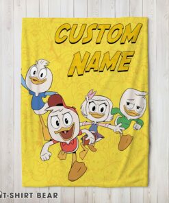 Cute Disney Ducktales Huey Dewey Louie Webby Yellow Cartoon Collage Blanket Fleece Customized Blanket