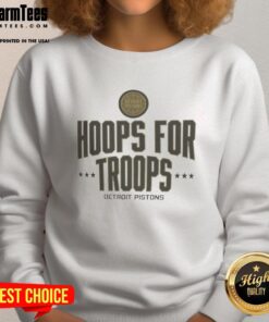 Awesome Hoops for Troops Detroit Pistons basketball sweatshirt in vibrant colors, perfect for fans and supporters.