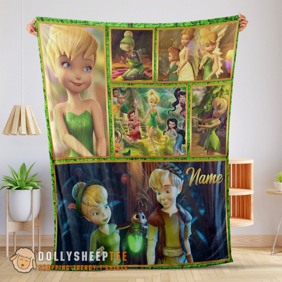 Perfect Disney Cartoon Tinker Bell Cute Blanket Fleece Customized Blanket