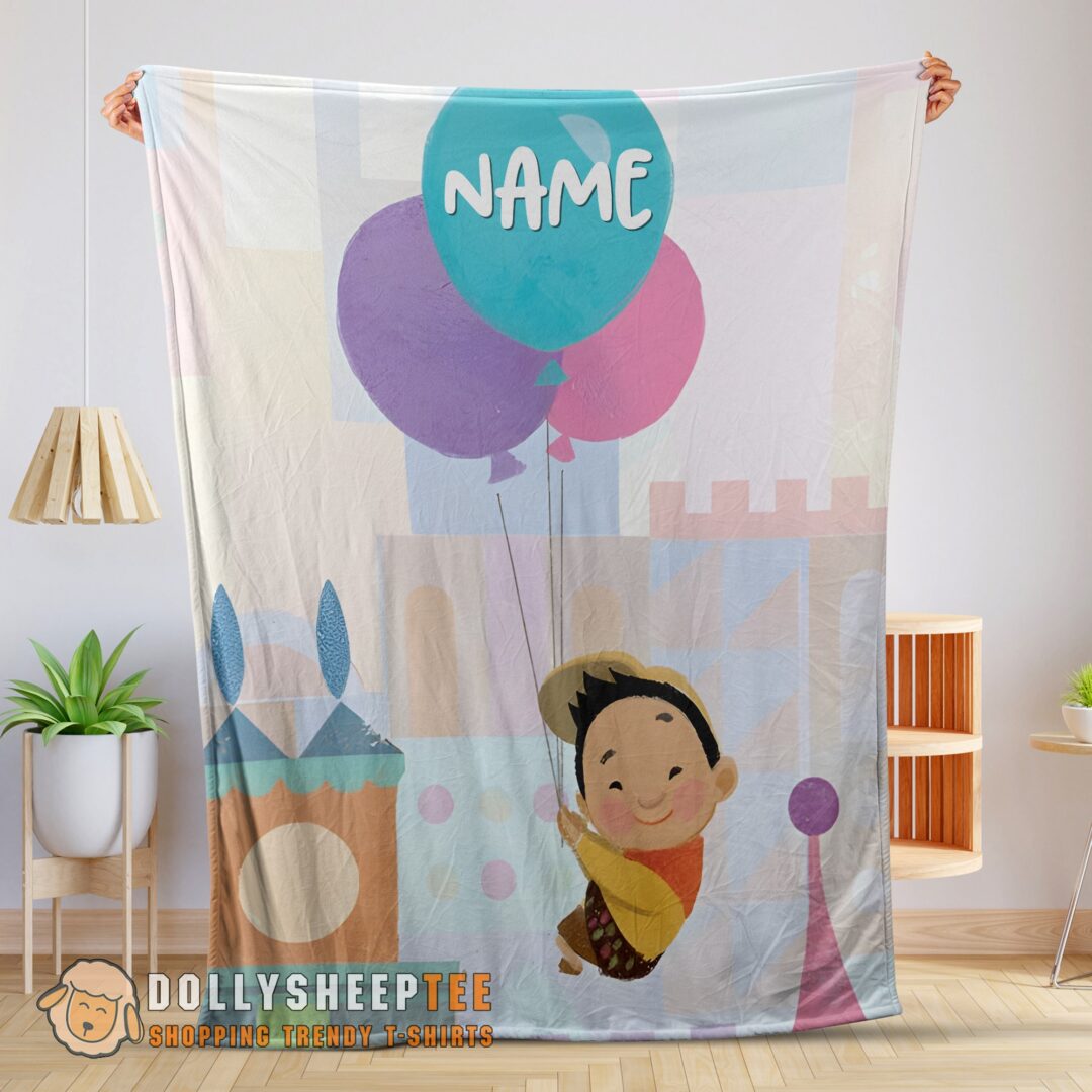 Perfect Disney Cartoon Up Boy With Balloon Blanket Fleece Customized Blanket