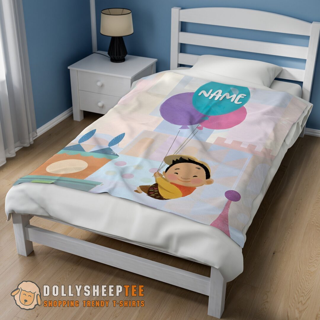Perfect Disney Cartoon Up Boy With Balloon Blanket Fleece Customized Blanket
