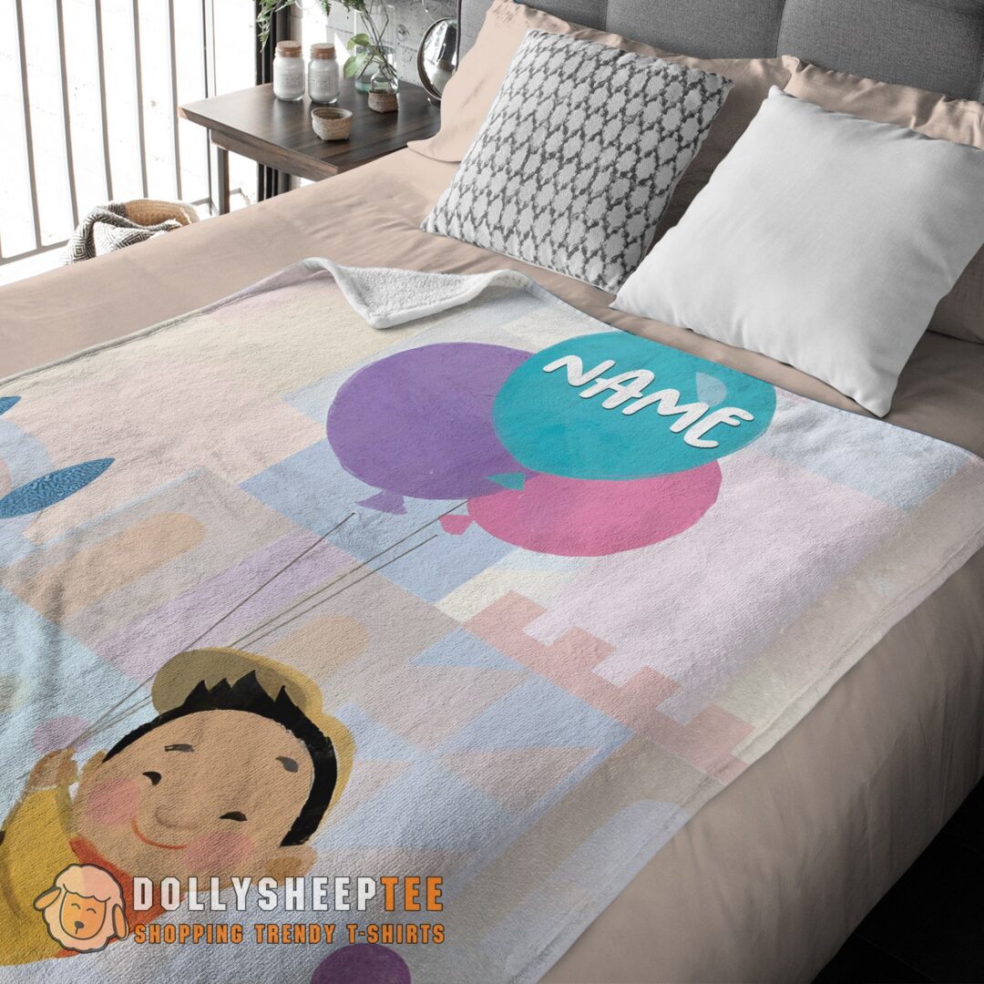 Perfect Disney Cartoon Up Boy With Balloon Blanket Fleece Customized Blanket