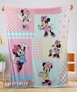 Perfect Disney Minnie Mouse Patchwork Pattern Blanket Fleece Customized Blanket