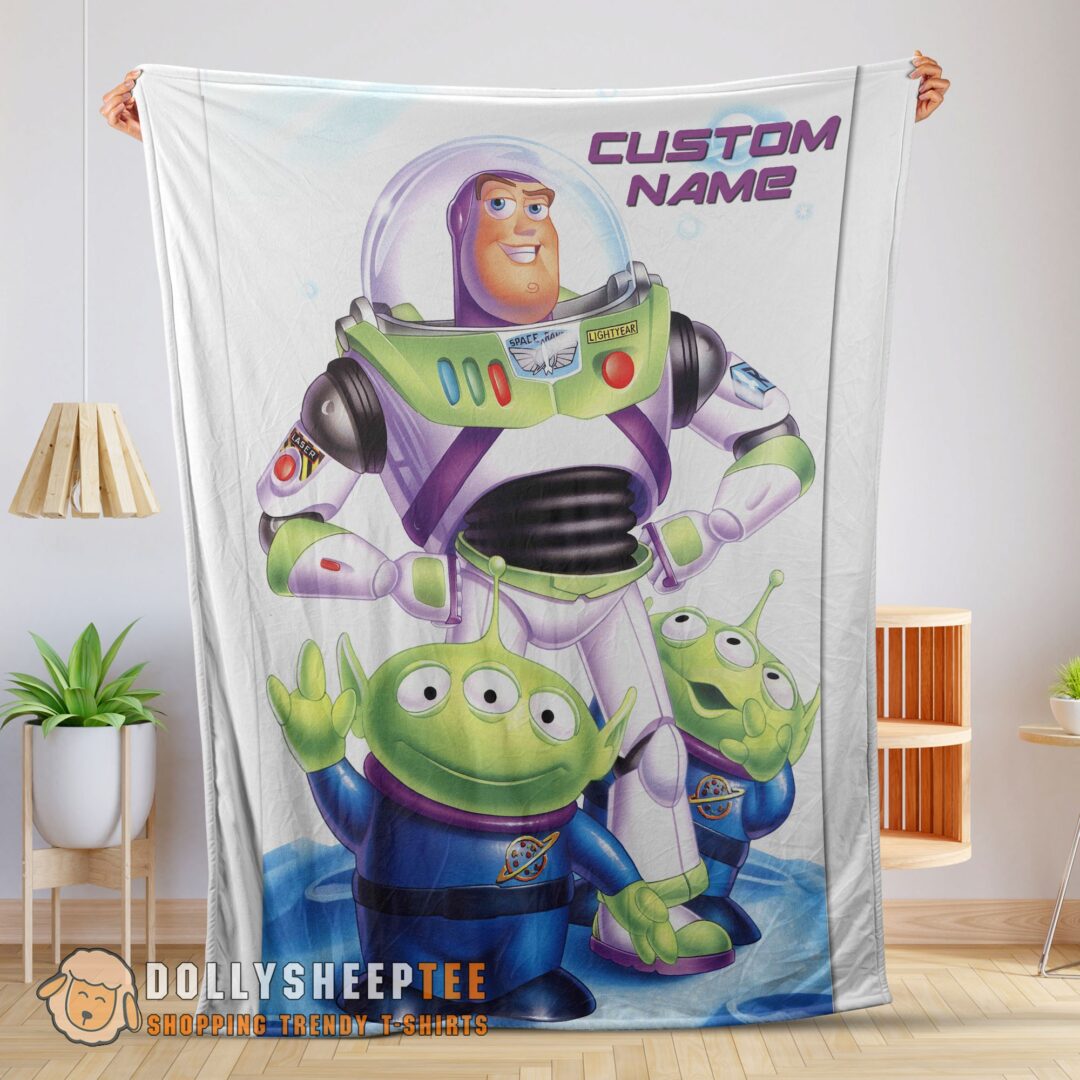 Disney Pixar Buzz Lightyear And The Little Green Men Fleece Customized Blanket-mk-01