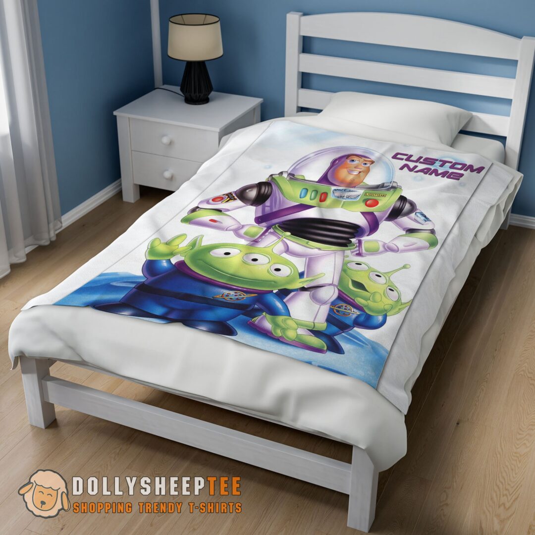 Disney Pixar Buzz Lightyear And The Little Green Men Fleece Customized Blanket-mk-02