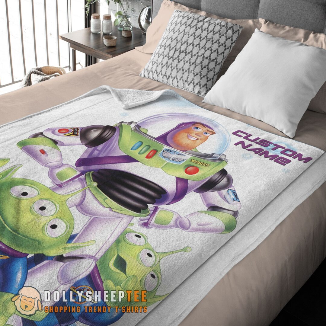 Disney Pixar Buzz Lightyear And The Little Green Men Fleece Customized Blanket-mk-03