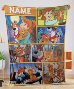 Original Disney Oliver & Company Jenny Foxworth Oliver Dodger With Friends Blanket Fleece Customized Blanket