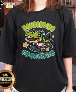 Funny Brainrot Bombardiro Crocodilo Ladies Tee featuring a playful crocodile design, perfect for casual and quirky style.
