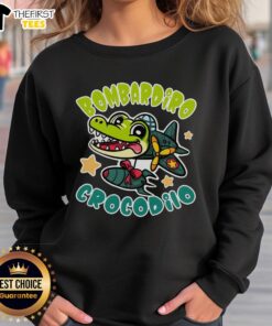 Funny Brainrot Bombardiro Crocodilo sweatshirt featuring a quirky crocodile design, perfect for casual and humorous outfits.