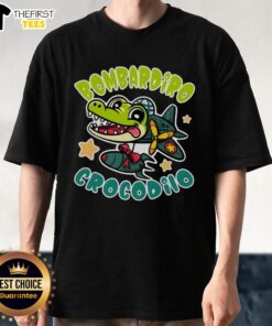 Funny Brainrot Bombardiro Crocodilo T-Shirt featuring a quirky crocodile graphic and humorous text design.