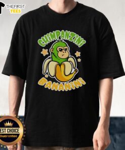 Alt Text: Funny Brainrot Chimpanzini Bananini T-Shirt featuring a cartoon chimp with bananas, perfect for quirky fashion lovers.