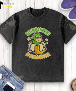 Alt Text: Funny Brainrot Chimpanzini Bananini washed t-shirt featuring a playful chimpanzee design and vibrant colors.