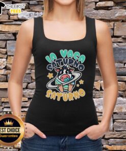 Funny Brainrot La Vaca Saturno Saltunita tank top featuring a vibrant cow design, perfect for casual wear.