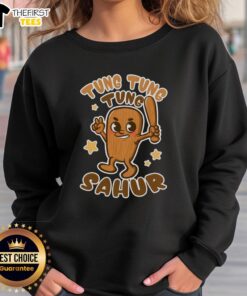Alt Text: Funny Brainrot Tung Tung Tung Sahur sweatshirt featuring playful design, perfect for casual wear and Ramadan celebrations.