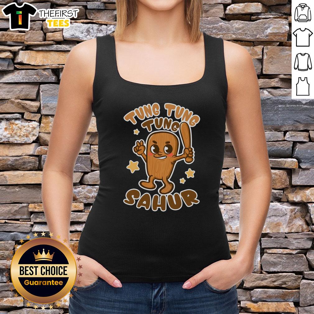 funny-brainrot-tung-tung-tung-sahur-tank-top Funny Brainrot Tung Tung Tung Sahur tank top featuring a humorous design, perfect for festive gatherings and casual wear.