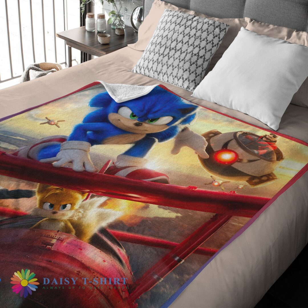 Funny Cartoon Sonic With Friends Blanket Fleece Customized Blanket