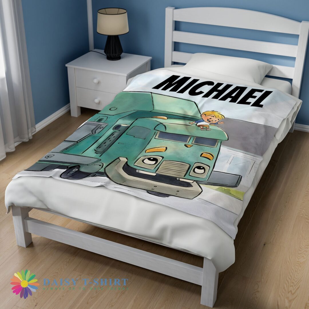 Funny Cartoon Trash Truck Cute Blanket Fleece Customized Blanket