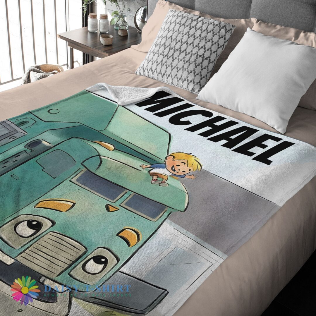 Funny Cartoon Trash Truck Cute Blanket Fleece Customized Blanket