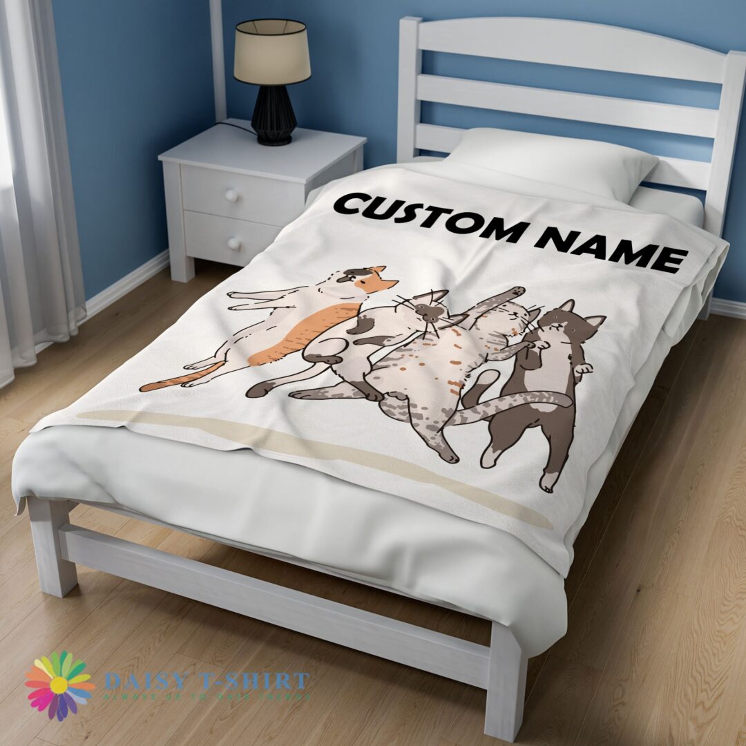 Funny Cat Friends Laying Doodle Blanket Fleece Customized Blanket