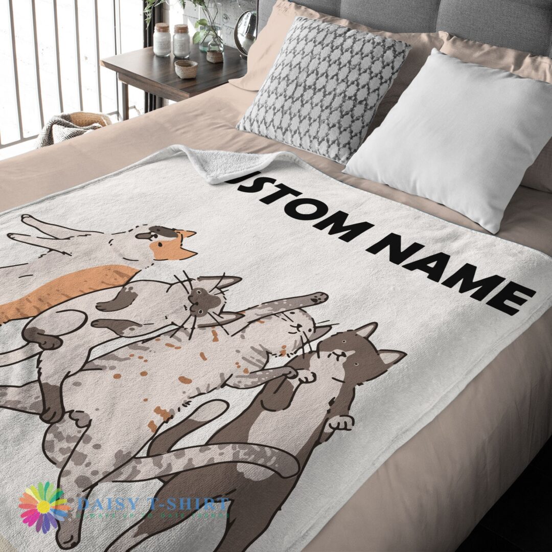 Funny Cat Friends Laying Doodle Blanket Fleece Customized Blanket