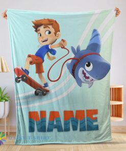 Funny Catoon Sharkdog Sharkdog And Max Skateboarding Blanket Fleece Customized Blanket