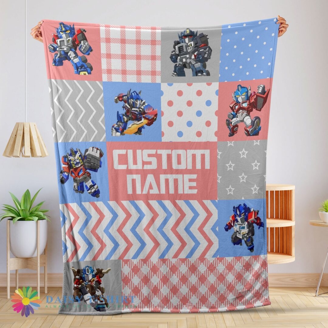 Funny Chibi Optimus Prime Transformers Pattern Blanket Fleece Customized Blanket-mk-01