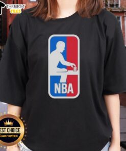 Funny NBA logo parody ladies tee featuring a humorous twist on the classic basketball design for fans and fashion lovers.